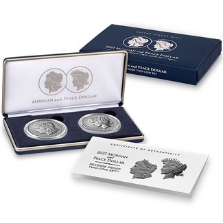 2025 S Reverse Proof Morgan and Peace Silver Dollar 2-Coin Set OGP