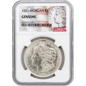 1921 Morgan Silver Dollar NGC Genuine Morgan/Flag Label