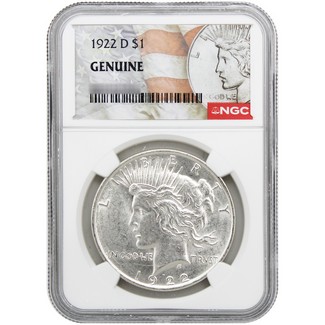 1922 D Peace Dollar NGC Genuine Peace/Flag Label