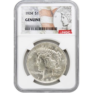 1924 Peace Dollar NGC Genuine Peace/Flag Label
