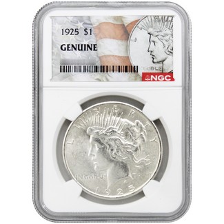 1925 Peace Dollar NGC Genuine Peace/Flag Label