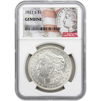 1921 S Morgan Silver Dollar NGC Genuine Morgan/Flag Label