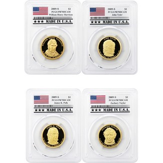 2009 S  Proof Presidential Dollar Set PCGS PR70 DCAM Made in the USA Holder 4pc