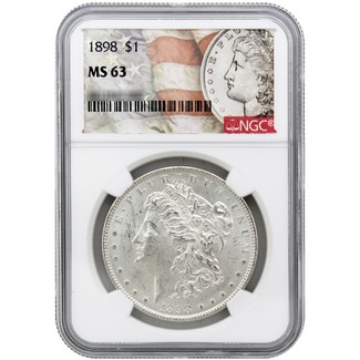 1898 P Morgan Silver Dollar NGC MS 63 Morgan Flag Label