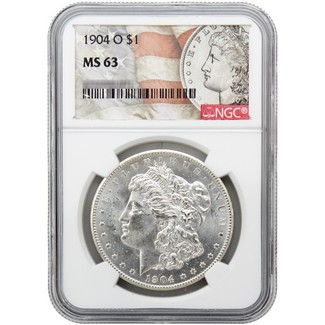 1904 O Morgan Dollar NGC MS63 Flag Label