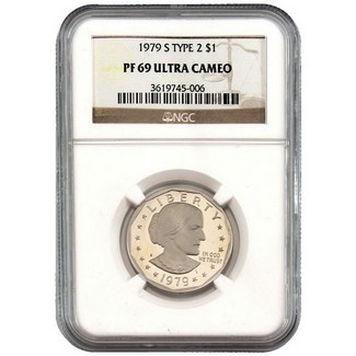 1979-S Proof Susan B Anthony Dollar (Type 2) NGC PF-69 Ultra Cameo