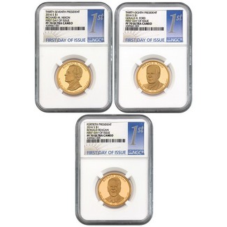 2016 S Proof Presidential Dollar 3-Coin Set NGC PF70 Ultra Cameo First Day Issue 1st Labels