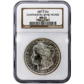 1881 S Morgan Dollar NGC MS63 'The Continental Bank Hoard'