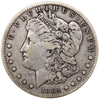 1884 S Morgan 90% Silver Dollar in VG/VF condition