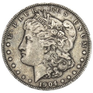 1904 P Morgan 90% Silver Dollar in XF/UNC condition