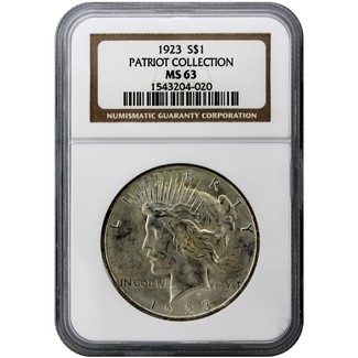 1923 P Peace Dollar NGC MS 63 "Patriot Collection"