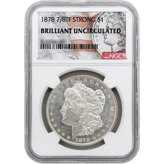 1878-P 7/8TF Morgan Silver Dollar NGC Brilliant Uncirculated Morgan / Flag Label