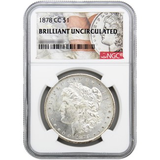 1878-CC Morgan Silver Dollar NGC Brilliant Uncirculated Morgan / Flag Label