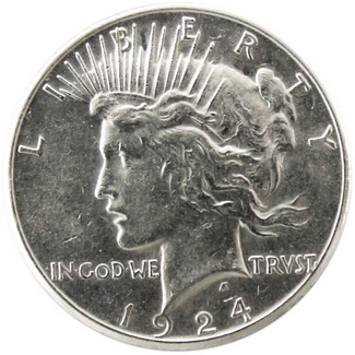 1924 S Peace Dollar Almost Uncirculated - Brilliant Uncirculated