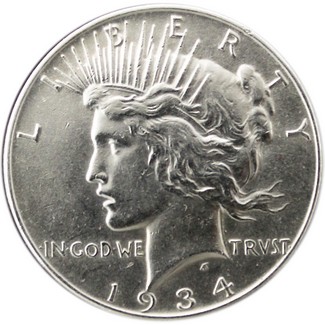 1934 P Peace Dollar AU-BU Condition