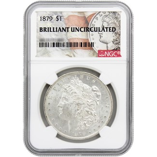 1879-P Morgan Silver Dollar NGC Brilliant Uncirculated Morgan / Flag Label