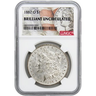 1887-O Morgan Silver Dollar NGC Brilliant Uncirculated Morgan / Flag Label