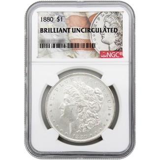 1880-P Morgan Silver Dollar NGC Brilliant Uncirculated Morgan / Flag Label