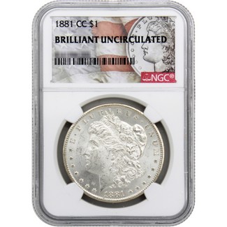 1881-CC Morgan Silver Dollar NGC Brilliant Uncirculated Morgan / Flag Label