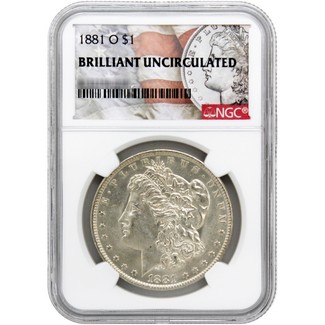 1881-O Morgan Silver Dollar NGC Brilliant Uncirculated Morgan / Flag Label
