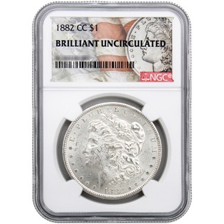 1882-CC Morgan Silver Dollar NGC Brilliant Uncirculated Morgan / Flag Label