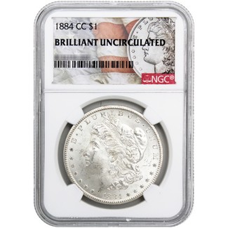 1884-CC Morgan Silver Dollar NGC Brilliant Uncirculated Morgan / Flag Label