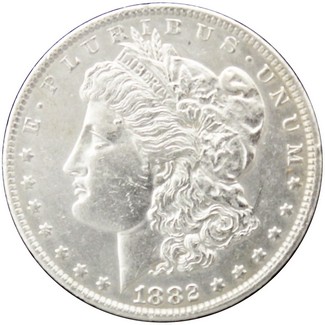 1882 O/S Morgan Silver Dollar Almost Uncirculated - Brilliant Uncirculated