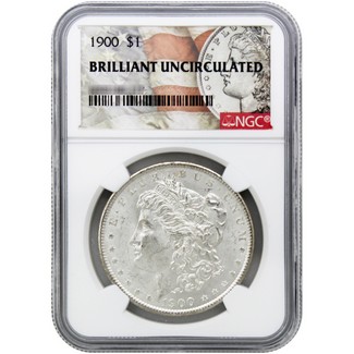 1900-P Morgan Silver Dollar NGC Brilliant Uncirculated Morgan / Flag Label