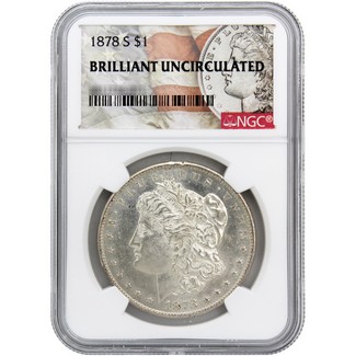 1878-S Morgan Silver Dollar NGC Brilliant Uncirculated Morgan / Flag Label