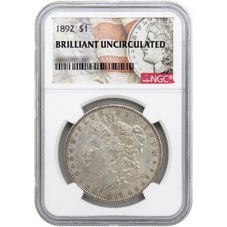 1892-P Morgan Silver Dollar NGC Brilliant Uncirculated Morgan / Flag Label