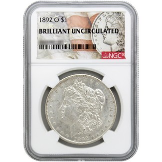 1892-O Morgan Silver Dollar NGC Brilliant Uncirculated Morgan / Flag Label