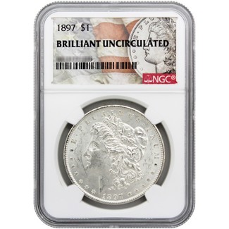 1897-P Morgan Silver Dollar NGC Brilliant Uncirculated Morgan / Flag Label
