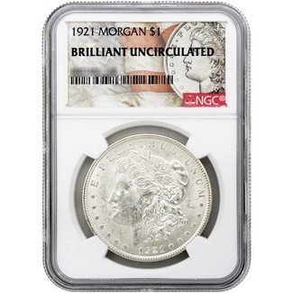 1921-P Morgan Silver Dollar NGC Brilliant Uncirculated Morgan / Flag Label