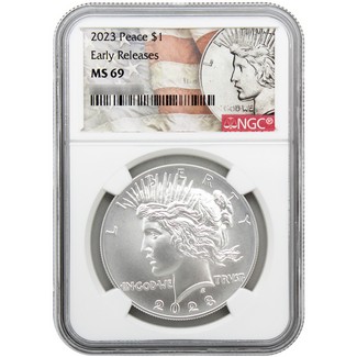 2023 Peace Silver Dollar NGC MS69 Early Releases TCV's Exclusive Peace/Flag Label