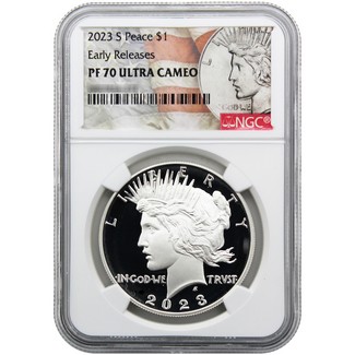 2023 S Proof Peace Silver Dollar NGC PF70 UC Early Releases TCV's Exclusive Peace Flag Label