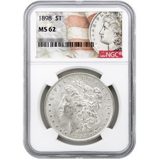 1898 P Morgan Dollar NGC MS62 Morgan/Flag Label