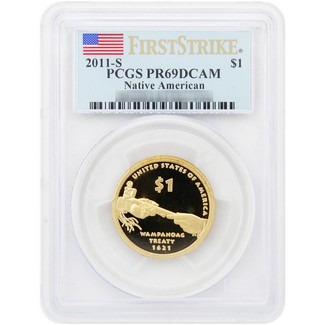 2011 S Proof Native American Dollar PCGS PR69 DCAM FS Flag Label