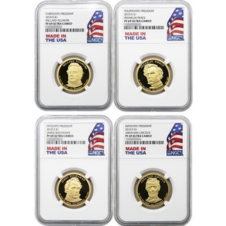 2010 S Proof Presidential Dollar Set NGC PF69 UC Made in the USA Holder 4pc