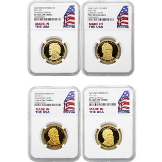 2011 S Proof Presidential Dollar Set NGC PF69 UC Made in the USA Holder 4pc