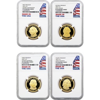 2007 S Proof Presidential Dollar Set NGC PF70 UC Made in the USA Holder 4pc