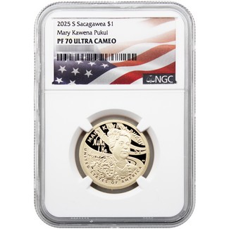 2025 S Proof Native American Dollar NGC PF70 UC Flag Label