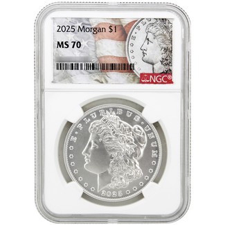 2025 Morgan Silver Dollar NGC MS70 Morgan/Flag Label