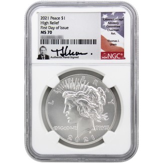 2021 P Peace Silver Dollar NGC MS70 First Day Issue Thomas J. Uram Signed