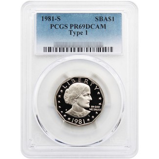 1981 S Proof Type 1 Susan B. Anthony Dollar PCGS PR69 DCAM