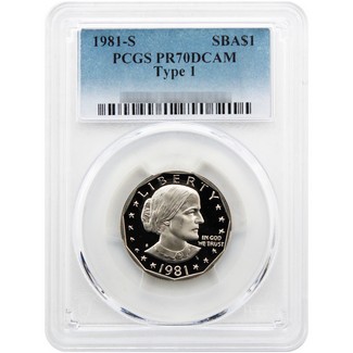 1981 S Proof Type 1 Susan B. Anthony Dollar PCGS PR70 DCAM