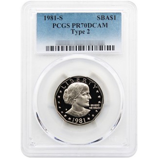 1981 S Proof Type 2 Susan B. Anthony Dollar PCGS PR70 DCAM