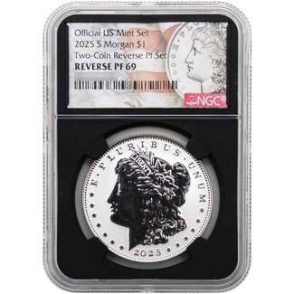2025 S Reverse Proof Morgan Silver Dollar NGC PF69 Black Core Morgan/Flag Label