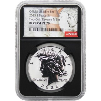 2025 S Reverse Proof Peace Dollar NGC PF70 Black Core Peace/Flag Label