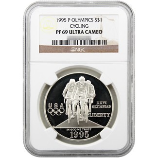 1995 Proof Olympic Cycling Commem Dollar NGC PF69 UC