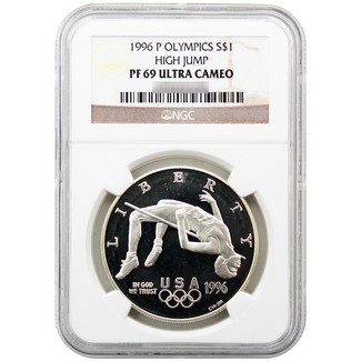 1996 Proof Olympic High Jump Commem Dollar NGC PF69 UC